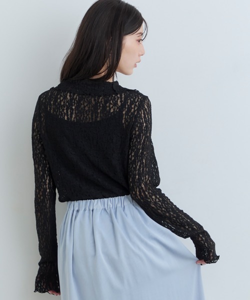 Tiny EDEN(タイニーエデン)の「【中野恵那 着用】レースシアートップス(前後2WAY)(Tシャツ/カットソー・レディース・ブラック/クリーム・FREE)」の22枚目の写真