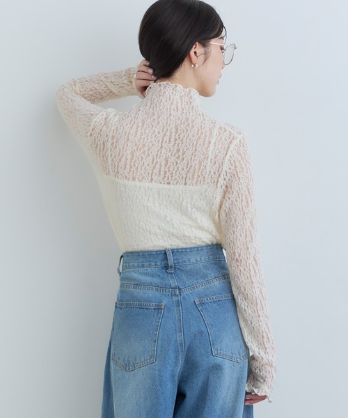 Tiny EDEN(タイニーエデン)の「【中野恵那 着用】レースシアートップス(前後2WAY)(Tシャツ/カットソー・レディース・ブラック/クリーム・FREE)」の5枚目の写真