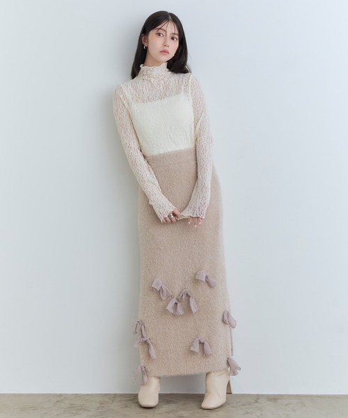 Tiny EDEN(タイニーエデン)の「【中野恵那 着用】レースシアートップス(前後2WAY)(Tシャツ/カットソー・レディース・ブラック/クリーム・FREE)」の6枚目の写真