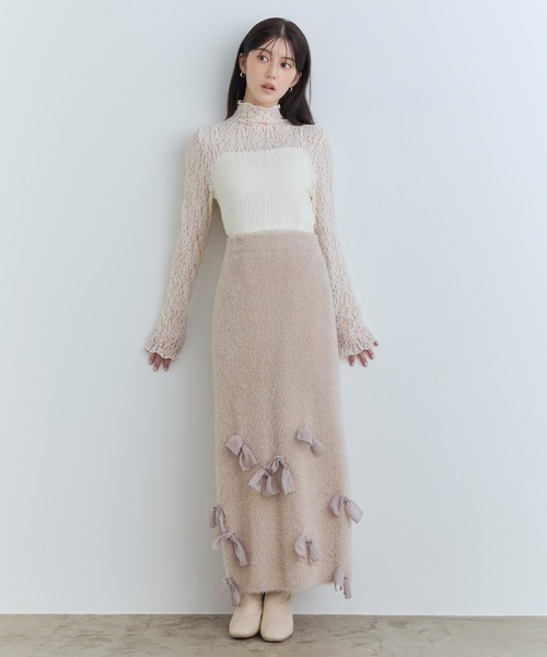 Tiny EDEN(タイニーエデン)の「【中野恵那 着用】レースシアートップス(前後2WAY)(Tシャツ/カットソー・レディース・ブラック/クリーム・FREE)」の8枚目の写真