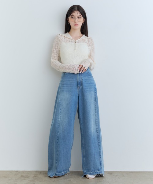 Tiny EDEN(タイニーエデン)の「【中野恵那 着用】レースシアートップス(前後2WAY)(Tシャツ/カットソー・レディース・ブラック/クリーム・FREE)」の16枚目の写真