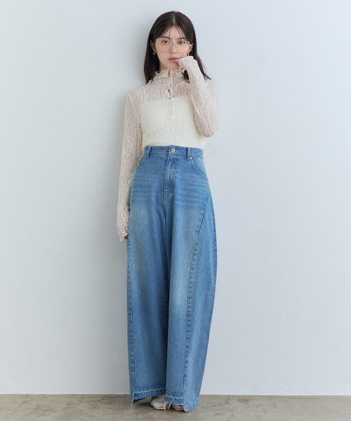 Tiny EDEN(タイニーエデン)の「【中野恵那 着用】レースシアートップス(前後2WAY)(Tシャツ/カットソー・レディース・ブラック/クリーム・FREE)」の13枚目の写真
