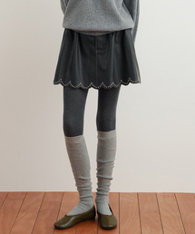 Scalloped-Edge Faux Leather Mini Skirt (Black)