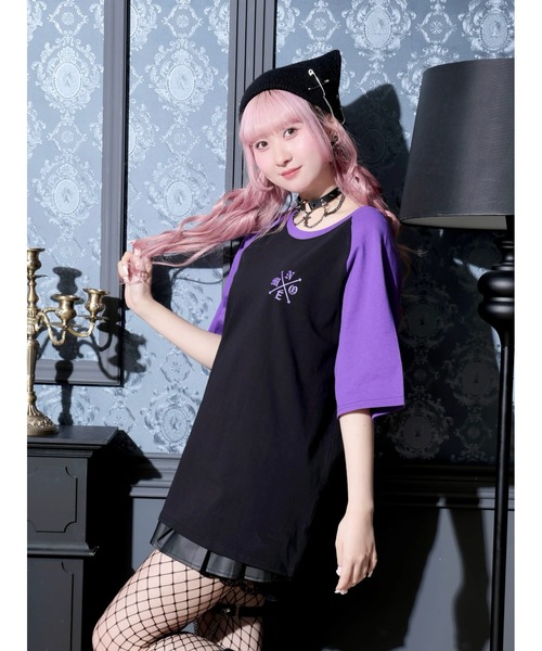 NOEMIE（ノエミー）の「ラグランデビルバックプリントTシャツ（Tシャツ/カットソー・レディース・ダークグレー/パープル/オフホワイト・M）」の8枚目の写真