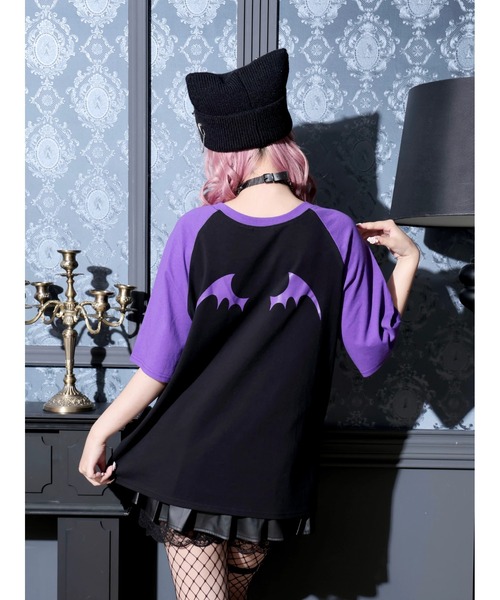 NOEMIE（ノエミー）の「ラグランデビルバックプリントTシャツ（Tシャツ/カットソー・レディース・ダークグレー/パープル/オフホワイト・M）」の9枚目の写真
