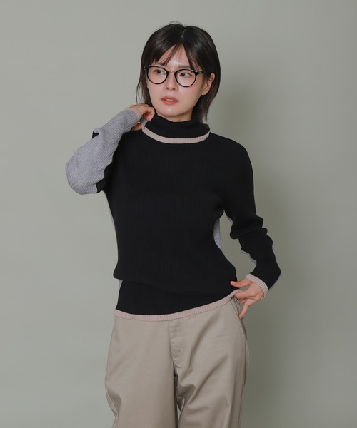 libelle more(リベル モア)の「バイカラーラインタートルネックニット(ニット/セーター・レディース・ブラック/レッド/杢グレー/オフホワイト・L/M)」の22枚目の写真