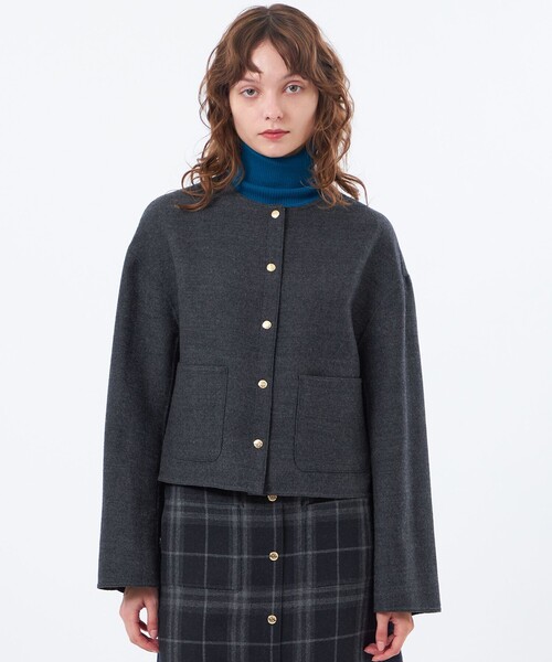 MACKINTOSH PHILOSOPHY(マッキントッシュ フィロソフィー)の「【IVENREY SHORT(イベンリーショート)】(ノーカラーコート・レディース・ブラック/ブラウン・38)」の3枚目の写真