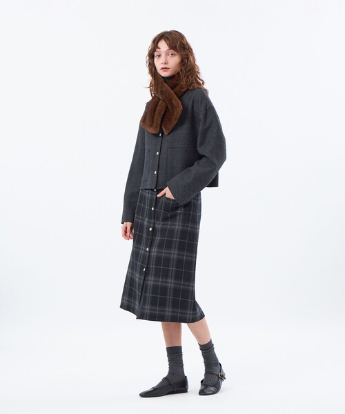 MACKINTOSH PHILOSOPHY(マッキントッシュ フィロソフィー)の「【IVENREY SHORT(イベンリーショート)】(ノーカラーコート・レディース・ブラック/ブラウン・38)」の5枚目の写真