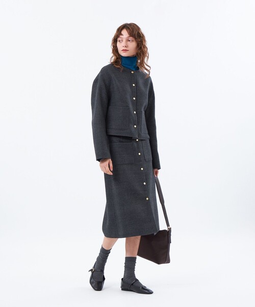 MACKINTOSH PHILOSOPHY(マッキントッシュ フィロソフィー)の「【IVENREY SHORT(イベンリーショート)】(ノーカラーコート・レディース・ブラック/ブラウン・38)」の6枚目の写真
