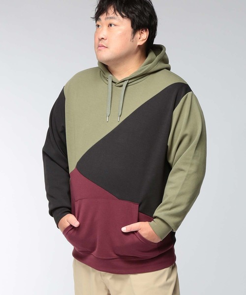 B&T CLUB(ビーティークラブ)の「パーカー メンズ 大きいサイズ ポンチスウェット 切替プルパーカー B&T CLUB (ビーアンドティークラブ)(パーカー・メンズ・ブラック/ワイン/カーキ・X4(8L~9L)/X3(6L~7L)/X2(4L~5L)/X1(3L~4L))」の7枚目の写真