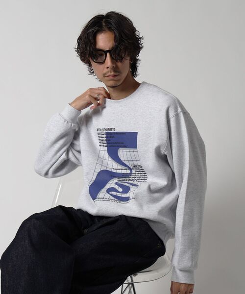 FFEIN(フェイン)の「*新色追加【FFEIN(フェイン)】ヘビーウエイト線画アートスウェット / 裏起毛 スウェット アート クルーネック プリント(スウェット・メンズ・ブラウン/サックスブルー/ブラック/ネイビー/アッシュグレー・SMALL/MEDIUM/LARGE)」の11枚目の写真