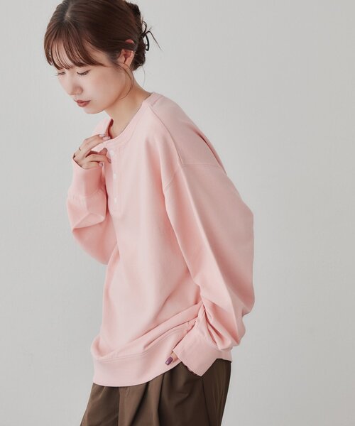 DISCOAT(ディスコート)の「【Enlude】ピグメント裏毛ヘンリーネック《ユニセックス》(Tシャツ/カットソー・レディース・ブラック/ピンク/ブラウン/ライトベージュ・MEDIUM/LARGE)」の4枚目の写真