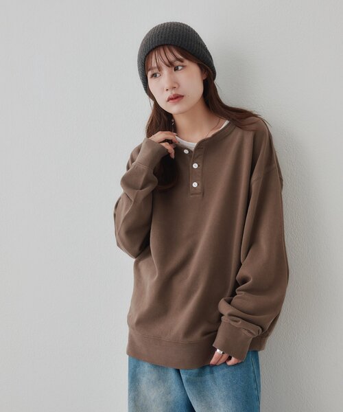 DISCOAT(ディスコート)の「【Enlude】ピグメント裏毛ヘンリーネック《ユニセックス》(Tシャツ/カットソー・レディース・ブラック/ピンク/ブラウン/ライトベージュ・MEDIUM/LARGE)」の18枚目の写真