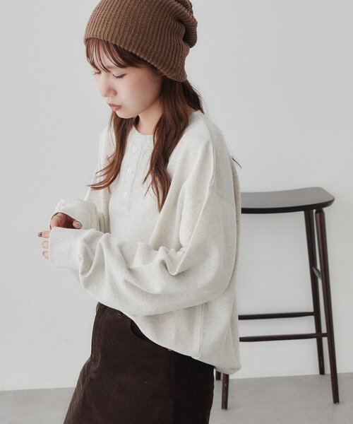 DISCOAT(ディスコート)の「【Enlude】ピグメント裏毛ヘンリーネック《ユニセックス》(Tシャツ/カットソー・レディース・ブラック/ピンク/ブラウン/ライトベージュ・MEDIUM/LARGE)」の14枚目の写真