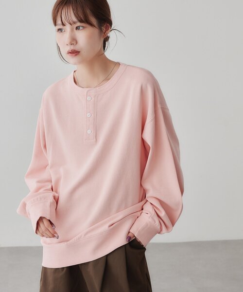 DISCOAT(ディスコート)の「【Enlude】ピグメント裏毛ヘンリーネック《ユニセックス》(Tシャツ/カットソー・レディース・ブラック/ピンク/ブラウン/ライトベージュ・MEDIUM/LARGE)」の8枚目の写真