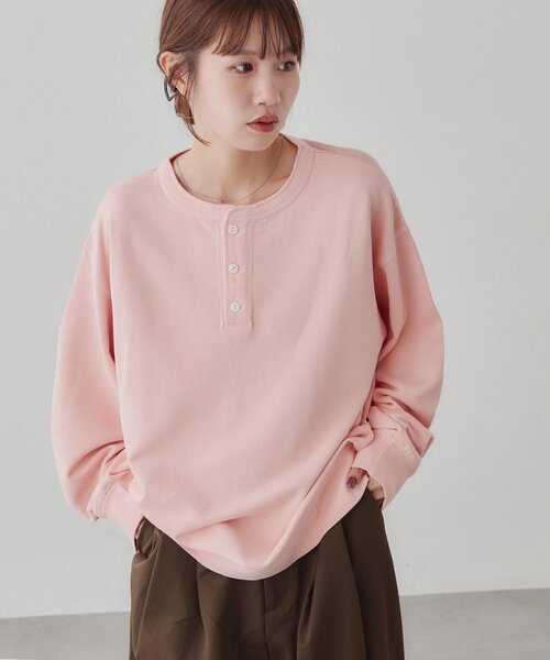 DISCOAT(ディスコート)の「【Enlude】ピグメント裏毛ヘンリーネック《ユニセックス》(Tシャツ/カットソー・レディース・ブラック/ピンク/ブラウン/ライトベージュ・MEDIUM/LARGE)」の10枚目の写真