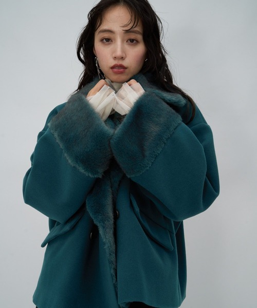 HARE(ハレ)の「ウーリーテックファーキリカエショートコート(HARE)(その他アウター・レディース・ブラック/グレー/グリーン・FREE)」の3枚目の写真