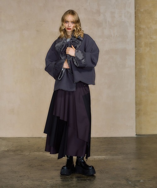 HARE(ハレ)の「ウーリーテックファーキリカエショートコート(HARE)(その他アウター・レディース・ブラック/グレー/グリーン・FREE)」の8枚目の写真