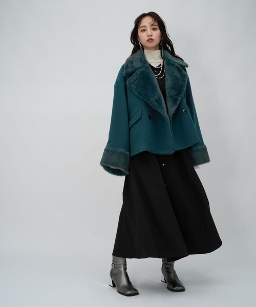 HARE(ハレ)の「ウーリーテックファーキリカエショートコート(HARE)(その他アウター・レディース・ブラック/グレー/グリーン・FREE)」の11枚目の写真