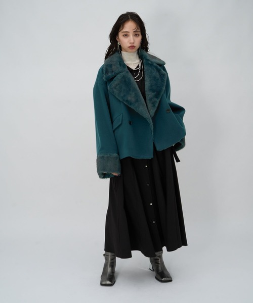 HARE(ハレ)の「ウーリーテックファーキリカエショートコート(HARE)(その他アウター・レディース・ブラック/グレー/グリーン・FREE)」の12枚目の写真