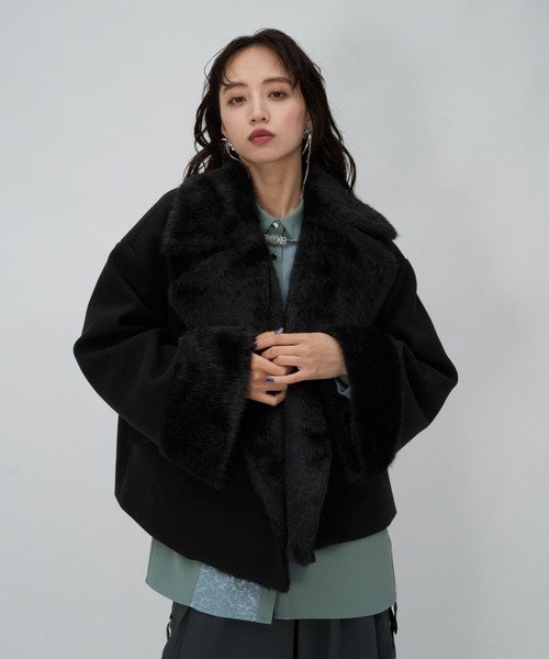 HARE(ハレ)の「ウーリーテックファーキリカエショートコート(HARE)(その他アウター・レディース・ブラック/グレー/グリーン・FREE)」の13枚目の写真
