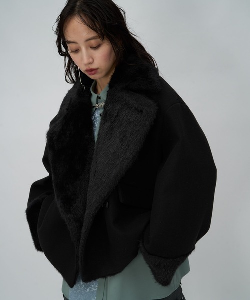 HARE(ハレ)の「ウーリーテックファーキリカエショートコート(HARE)(その他アウター・レディース・ブラック/グレー/グリーン・FREE)」の14枚目の写真