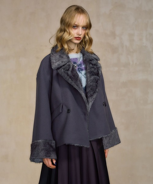 HARE(ハレ)の「ウーリーテックファーキリカエショートコート(HARE)(その他アウター・レディース・ブラック/グレー/グリーン・FREE)」の16枚目の写真
