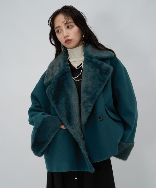 HARE(ハレ)の「ウーリーテックファーキリカエショートコート(HARE)(その他アウター・レディース・ブラック/グレー/グリーン・FREE)」の20枚目の写真