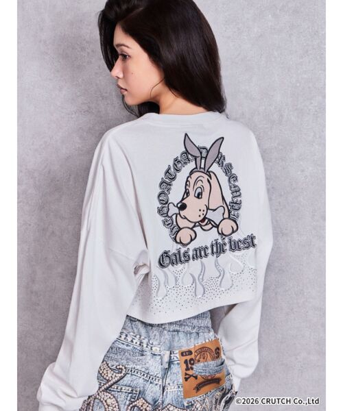 GYDA(ジェイダ)の「GYDA×GALFY bijou fire pattern shortロンT(Tシャツ/カットソー・レディース・ブラック/オフホワイト・FREE)」の9枚目の写真