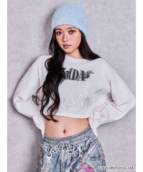 GYDA(ジェイダ)の「GYDA×GALFY bijou fire pattern shortロンT(Tシャツ/カットソー・レディース・ブラック/オフホワイト・FREE)」の22枚目の写真