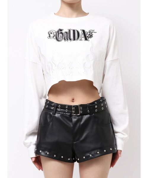 GYDA(ジェイダ)の「GYDA×GALFY bijou fire pattern shortロンT(Tシャツ/カットソー・レディース・ブラック/オフホワイト・FREE)」の18枚目の写真