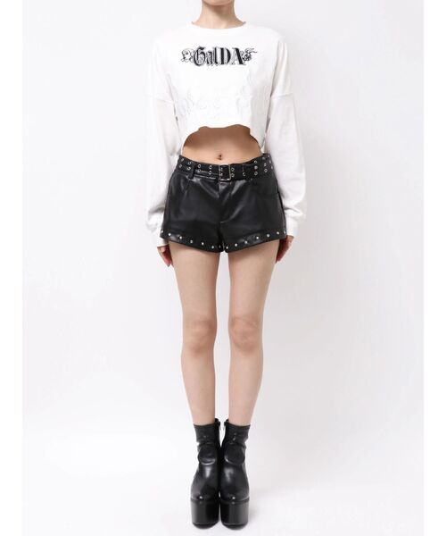 GYDA(ジェイダ)の「GYDA×GALFY bijou fire pattern shortロンT(Tシャツ/カットソー・レディース・ブラック/オフホワイト・FREE)」の12枚目の写真
