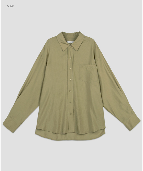 ATELIER NAIN(アトリエナイン)の「(BL-4451)LAHT STRIPE オーバーサイズシャツ(シャツ/ブラウス・レディース・パープル/オリーブ/レンガ・FREE)」の2枚目の写真