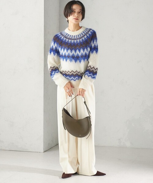 BATONER(バトナー)の「【SHIPS別注】BATONER: ノルディック モヘヤ プルオーバー(ニット/セーター・レディース・オフホワイト/ダークグレー・ONE SIZE)」の6枚目の写真
