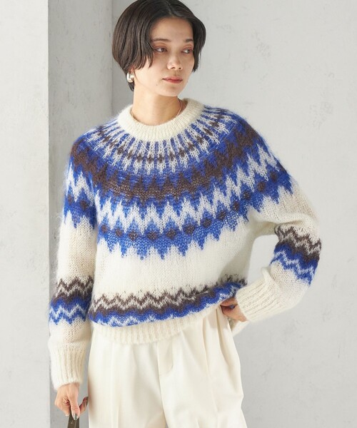 BATONER(バトナー)の「【SHIPS別注】BATONER: ノルディック モヘヤ プルオーバー(ニット/セーター・レディース・オフホワイト/ダークグレー・ONE SIZE)」の8枚目の写真