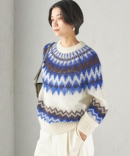 BATONER(バトナー)の「【SHIPS別注】BATONER: ノルディック モヘヤ プルオーバー(ニット/セーター・レディース・オフホワイト/ダークグレー・ONE SIZE)」の9枚目の写真