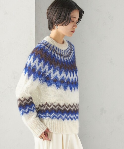 BATONER(バトナー)の「【SHIPS別注】BATONER: ノルディック モヘヤ プルオーバー(ニット/セーター・レディース・オフホワイト/ダークグレー・ONE SIZE)」の11枚目の写真