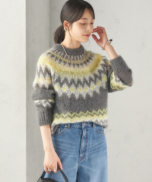 BATONER(バトナー)の「【SHIPS別注】BATONER: ノルディック モヘヤ プルオーバー(ニット/セーター・レディース・オフホワイト/ダークグレー・ONE SIZE)」の18枚目の写真