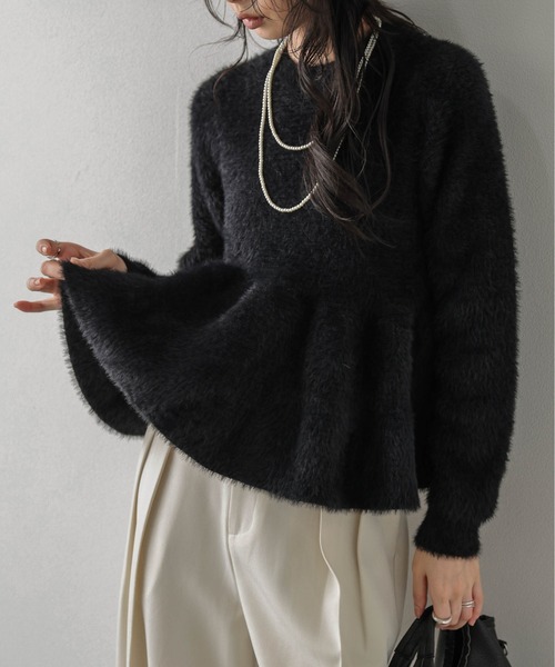 La-gemme(ラジェム)の「フェザーニット ペプラムトップス/メリハリシルエット(その他トップス・レディース・ブラウン/ブラック/グレイッシュベージュ/ダークグレー・フリー)」の8枚目の写真