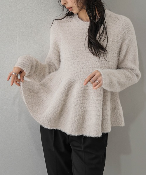 La-gemme(ラジェム)の「フェザーニット ペプラムトップス/メリハリシルエット(その他トップス・レディース・ブラウン/ブラック/グレイッシュベージュ/ダークグレー・フリー)」の19枚目の写真