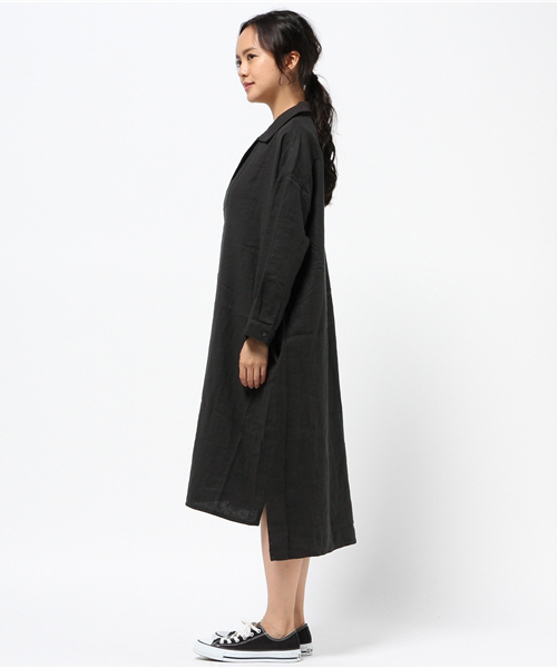 LBC（エルビーシー）の「リネンレーヨンスキッパーワンピース                  （ワンピース・レディース・グレー/ダークグレー・MEDIUM/LARGE）」の7枚目の写真