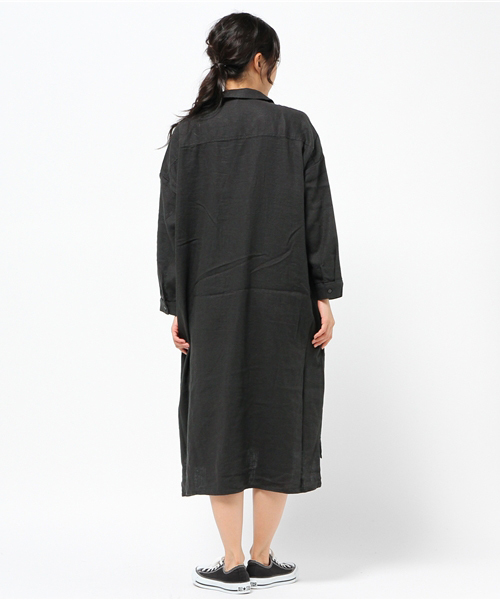 LBC（エルビーシー）の「リネンレーヨンスキッパーワンピース                  （ワンピース・レディース・グレー/ダークグレー・MEDIUM/LARGE）」の8枚目の写真