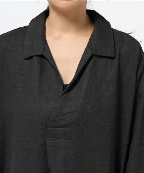 LBC（エルビーシー）の「リネンレーヨンスキッパーワンピース                  （ワンピース・レディース・グレー/ダークグレー・MEDIUM/LARGE）」の9枚目の写真