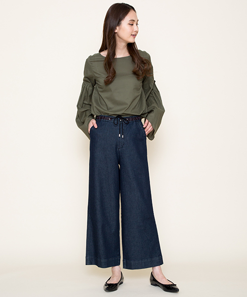Moname（モナーム）の「イージー ワイド デニムパンツ - EASY PANTS（デニムパンツ・レディース・インディゴブルー・S/M）」の4枚目の写真