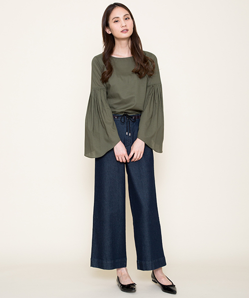 Moname（モナーム）の「イージー ワイド デニムパンツ - EASY PANTS（デニムパンツ・レディース・インディゴブルー・S/M）」の6枚目の写真