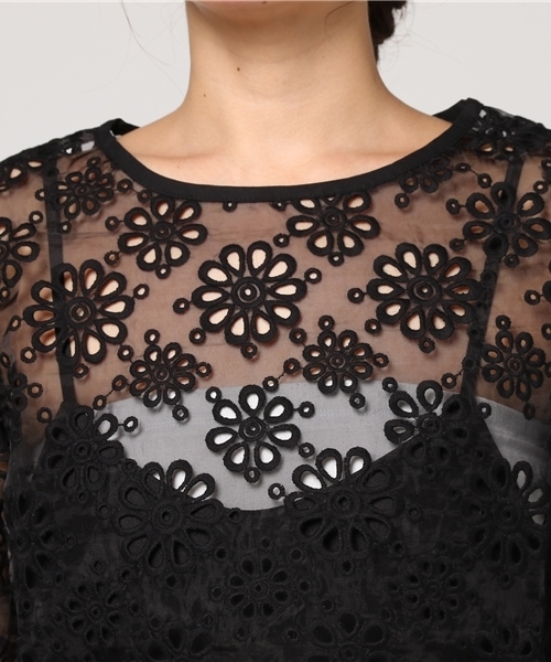 merlot plus（メルロープリュス）の「花柄レーストップス×ワイドパンツサロペット5797（サロペット/オーバーオール・レディース・グレー/ブラック/ライトブルー・FREE）」の17枚目の写真