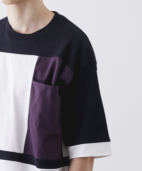 STUDIOUS（ステュディオス）の「【ZOZO限定】STUDIOUS オーバーサイズブロッキングTシャツ（Tシャツ/カットソー・メンズ・ブラック/ベージュ・1/2）」の9枚目の写真