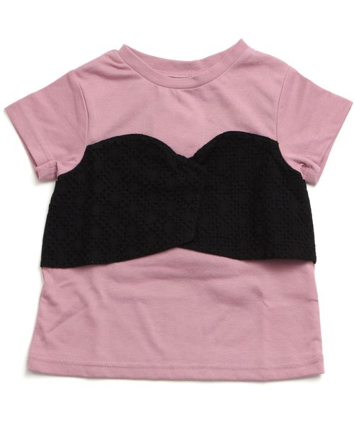 apres les cours（アプレレクール）の「レースビスチェTシャツ（Tシャツ/カットソー・キッズ・グレー/ピンク・80/90/100/120/140/110/130）」の2枚目の写真