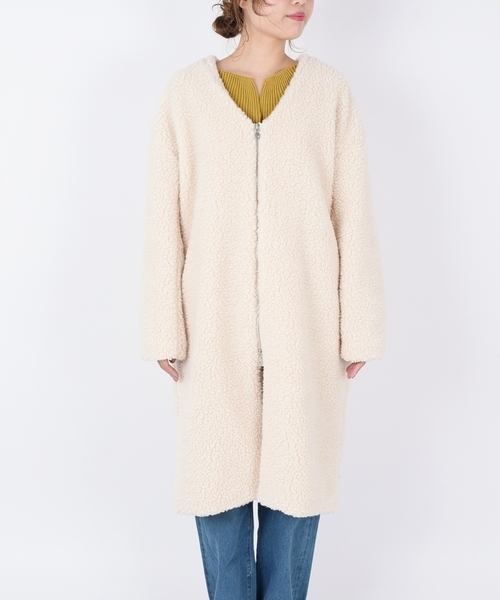 【Khaju】ホワイト ロングコート サイドポケット付き。 Khaju - khaju ロングコート ベージュ ホワイト サイズM