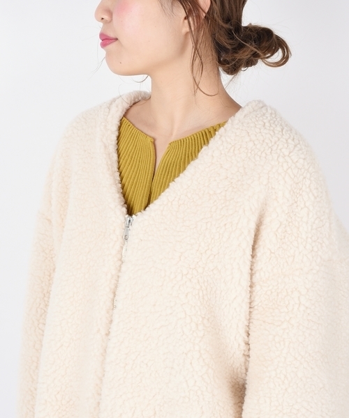 Khaju（カージュ）の「Khaju:ボアコート◇（その他アウター・レディース・ダークグレー/ナチュラル・ONE SIZE）」の6枚目の写真